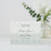 Damask Swirls Lace Dream RSVP Wedding Briefkaart (Staand voorkant)