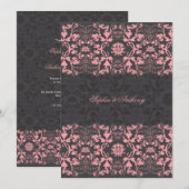 Damask Swirls Lace drop Bruiloft uitnodiging (Voorkant / Achterkant)