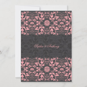 Damask Swirls Lace drop Bruiloft uitnodiging