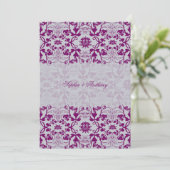 Damask Swirls Lace Elegant Orchid Wedding Invite 2 Kaart (Staand voorkant)