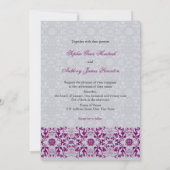 Damask Swirls Lace Elegant Orchid Wedding Invite 2 Kaart (Achterkant)