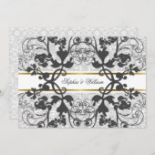  Damask Swirls Lace Elegant Wedding Invite Kaart (Voorkant / Achterkant)