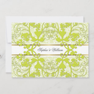 Damask Swirls Lace Elegant Wedding Invite Kaart