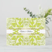 Damask Swirls Lace Elegant Wedding Invite Kaart (Staand voorkant)