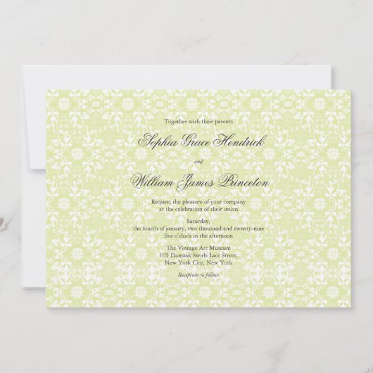  Damask Swirls Lace Elegant Wedding Invite Kaart (Achterkant)