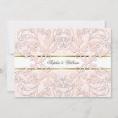 Damask Swirls Lace Elegant Wedding Invite Kaart (Voorkant)