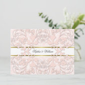 Damask Swirls Lace Elegant Wedding Invite Kaart (Staand voorkant)
