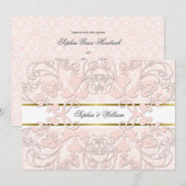 Damask Swirls Lace Elegant Wedding Invite Kaart (Voorkant / Achterkant)