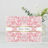  Damask Swirls Lace Elegant Wedding Invite Kaart (Staand voorkant)
