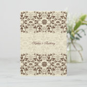Damask Swirls Lace Koffie Bruiloft Uitnodiging (Staand voorkant)