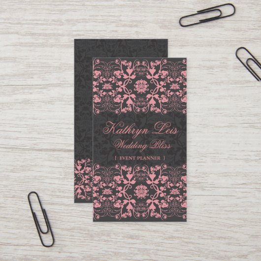 Damask Swirls Lace Licorice Custom Profile Card Visitekaartje (Voorkant / Achterkant in situ)