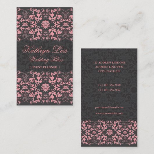Damask Swirls Lace Licorice Custom Profile Card Visitekaartje (Voorkant / Achterkant)