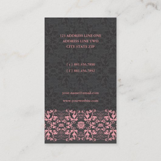 Damask Swirls Lace Licorice Custom Profile Card Visitekaartje (Achterkant)