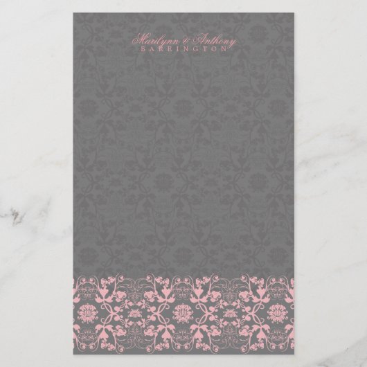 Damask Swirls Lace Licorice Dank je wel Briefpapier (Voorkant)