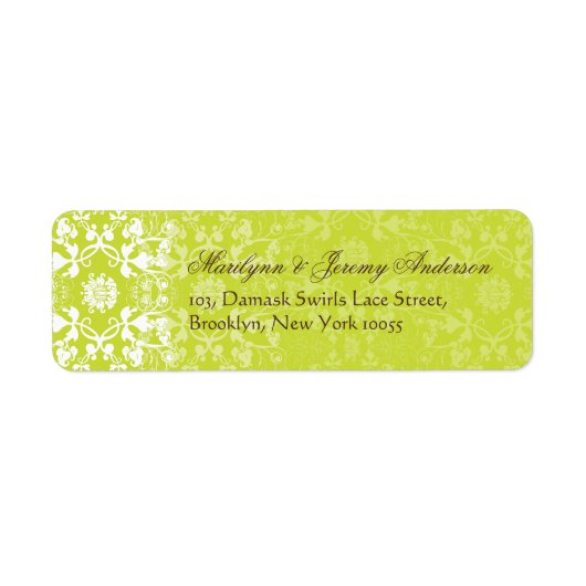 Damask Swirls Lace Limoen Aangepast label (Voorkant)