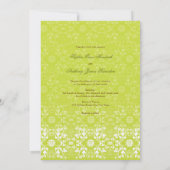 Damask Swirls Lace Limoen Huwelijksuitnodiging Kaart (Achterkant)
