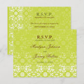Damask Swirls Lace Limoen RSVP Wedding Briefkaart (Voorkant / Achterkant)