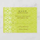 Damask Swirls Lace Limoen RSVP Wedding Briefkaart (Achterkant)