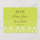 Damask Swirls Lace Limoen RSVP Wedding Briefkaart (Voorkant)