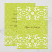 Damask Swirls Lace Limoen Wedding Invitation 2 Kaart (Voorkant / Achterkant)