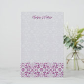 Damask Swirls Lace Orchid Bedankt Stationery Briefpapier (Staand voorkant)