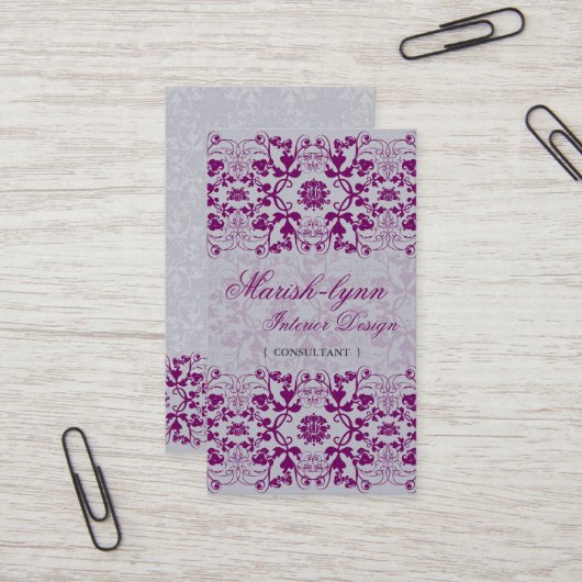 Damask Swirls Lace Orchid Custom Profile Card Visitekaartje (Voorkant / Achterkant in situ)