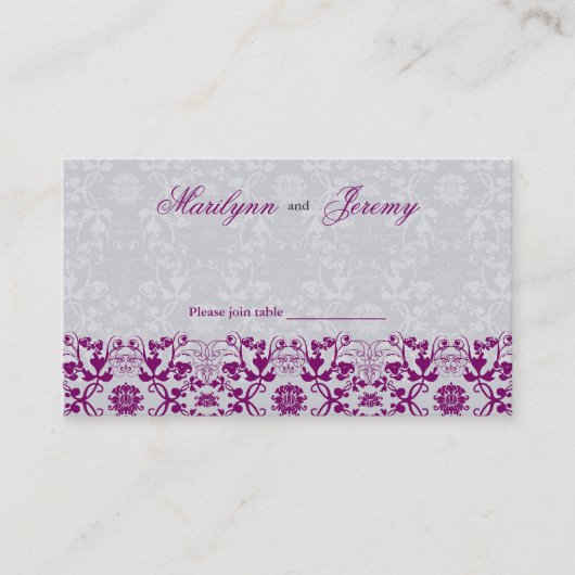 Damask Swirls Lace Orchid Guest Place Card Plaatskaartje (Voorkant)