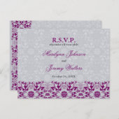 Damask Swirls Lace Orchid RSVP Wedding Briefkaart (Voorkant / Achterkant)