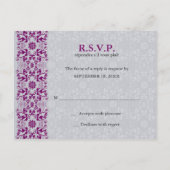 Damask Swirls Lace Orchid RSVP Wedding Briefkaart (Achterkant)