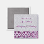 Damask Swirls Lace Orchid Save The Date Magnet (Voorkant / Achterkant)