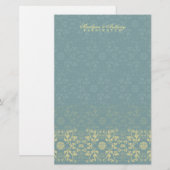 Damask Swirls Lace Peacock Dank je verhaal Briefpapier (Voorkant / Achterkant)