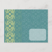 Damask Swirls Lace Peacock Opslaan van de datum Br Aankondigingskaart (Achterkant)