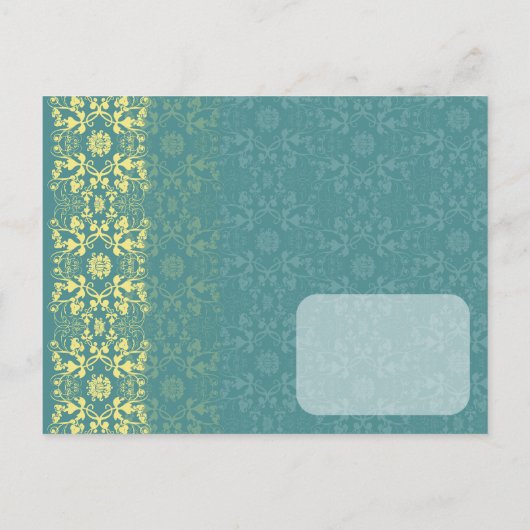 Damask Swirls Lace Peacock Opslaan van de datum Br Aankondigingskaart (Achterkant)