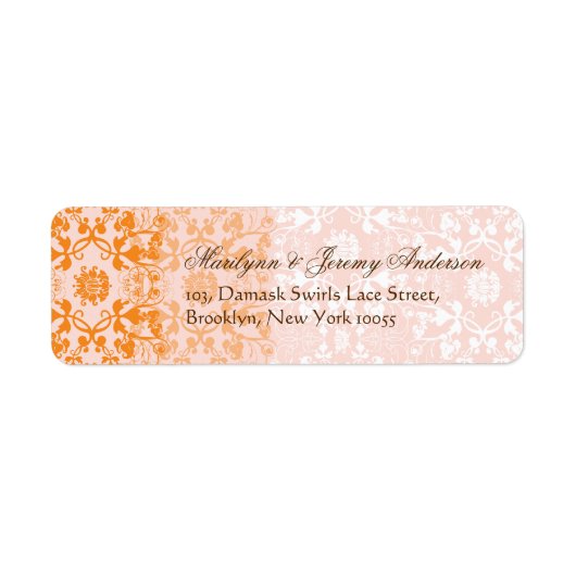 Damask Swirls Lace Sorbet Custom Label (Voorkant)