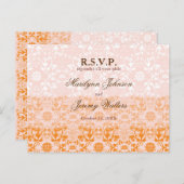 Damask Swirls Lace Sorbet RSVP Wedding Briefkaart (Voorkant / Achterkant)