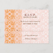 Damask Swirls Lace Sorbet RSVP Wedding Briefkaart (Achterkant)