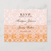 Damask Swirls Lace Sorbet RSVP Wedding Briefkaart (Voorkant)
