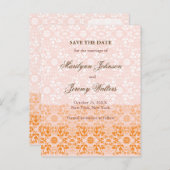 Damask Swirls Lace Sorbet Save the Date Briefkaart (Voorkant / Achterkant)