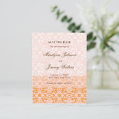 Damask Swirls Lace Sorbet Save the Date Briefkaart (Staand voorkant)