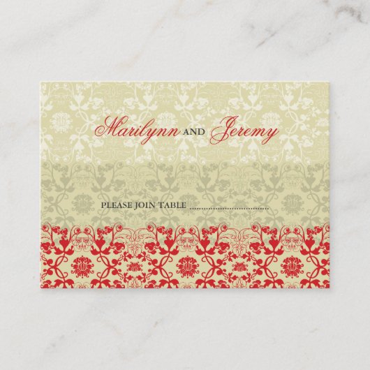 Damask Swirls Lace Spice Custom Escort Place Card Plaatskaartje (Voorkant)