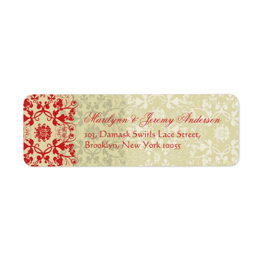 Damask Swirls Lace Spice Custom Label (Voorkant)