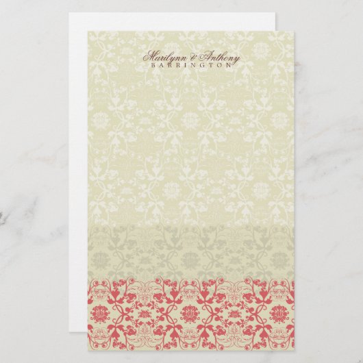 Damask Swirls Lace Spice Dank je wel. Briefpapier (Voorkant / Achterkant)