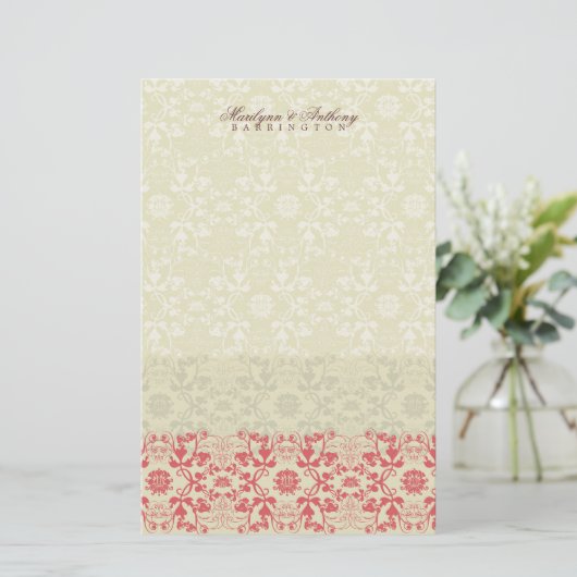 Damask Swirls Lace Spice Dank je wel. Briefpapier (Staand voorkant)