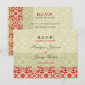 Damask Swirls Lace Spice RSVP Wedding Briefkaart (Voorkant / Achterkant)
