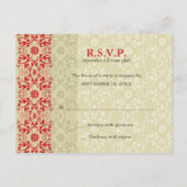 Damask Swirls Lace Spice RSVP Wedding Briefkaart (Achterkant)