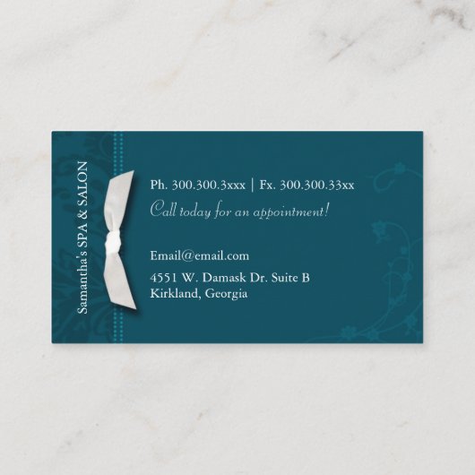 Damask Swirls Spa Massage Therapy Visitekaartje (Achterkant)