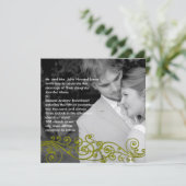 Damask Swirly uw foto bruiloft uitnodiging (Staand voorkant)