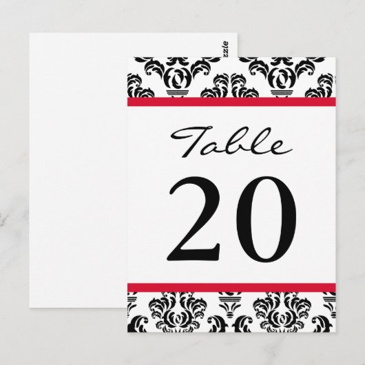 Damask Tafelnummers (Zwart / Rood / Wit) (Voorkant / Achterkant)
