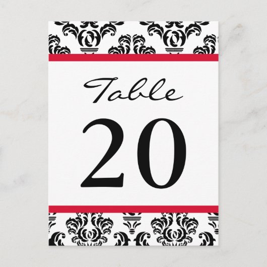 Damask Tafelnummers (Zwart / Rood / Wit) (Voorkant)