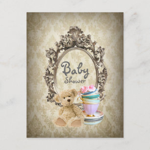 damask tedy beer babydoucheuitnodigingen kaart